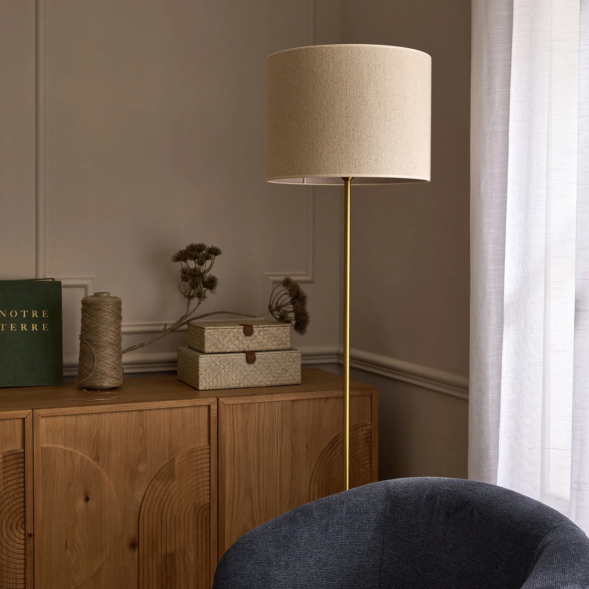 Abat-jour cylindrique en coton D40xH30cm - naturel