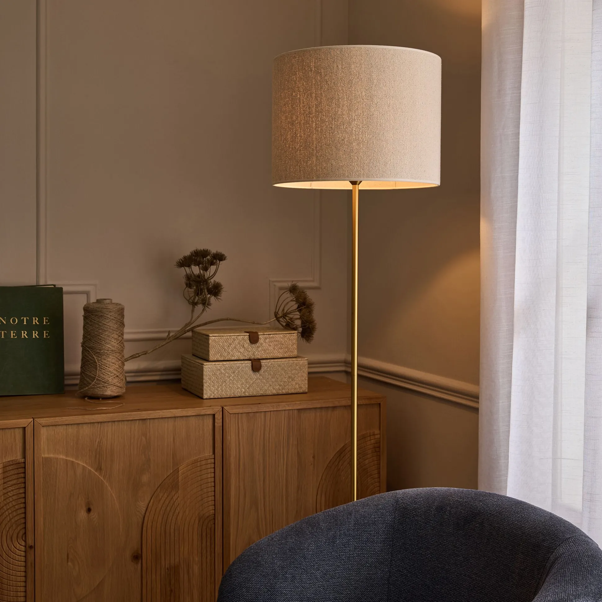 Abat-jour cylindrique en coton D40xH30cm - naturel