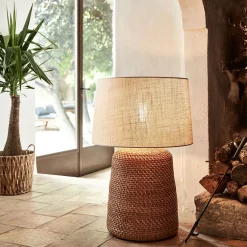 Abat-jour cylindrique en jute D55cm - blanc