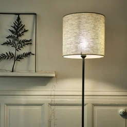 Abat-jour cylindrique en lin D32cm - gris clair