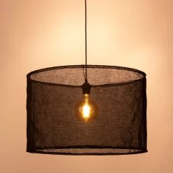 Abat-jour cylindrique en lin D60cm - noir