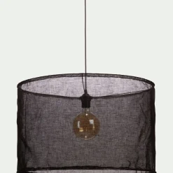 Abat-jour cylindrique en lin D60cm - noir