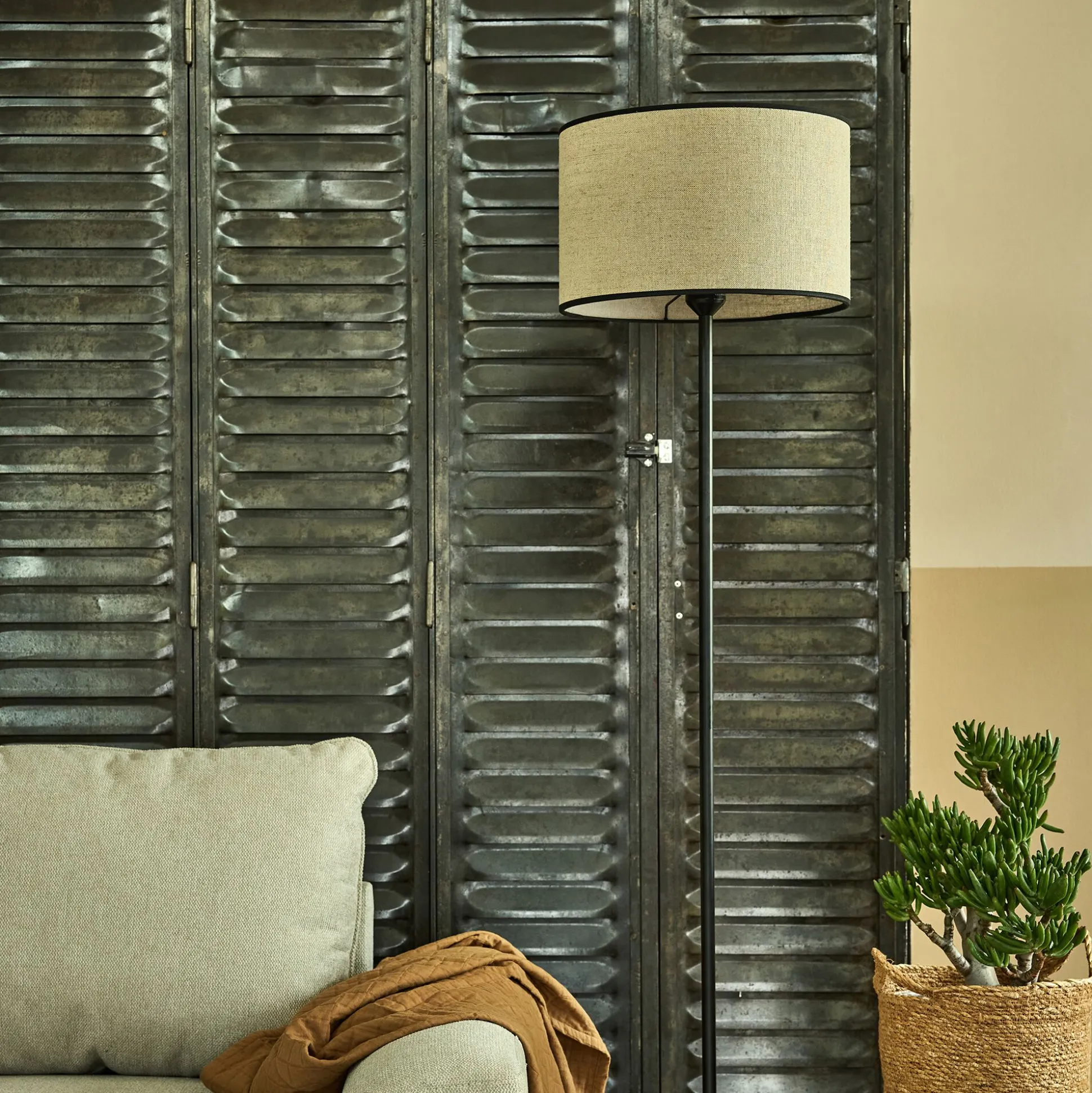 Abat-jour cylindrique en lin D32cm - naturel