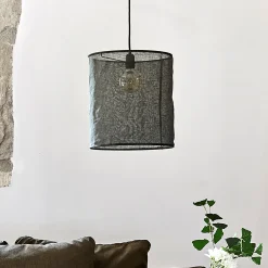 Abat-jour cylindrique en lin D35cm - noir