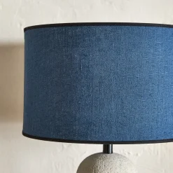 Abat-jour cylindrique en lin D32cm - bleu santorin