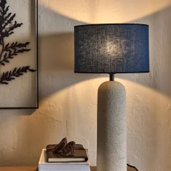 Abat-jour cylindrique en lin D32cm - bleu santorin