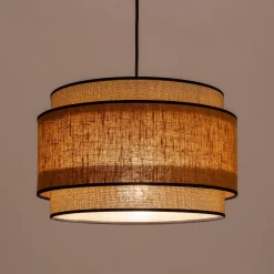 Abat-jour cylindrique en tissu D38cm - jaune miel