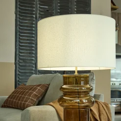 Abat-jour cylindrique en tissu bouclette D50cm - blanc