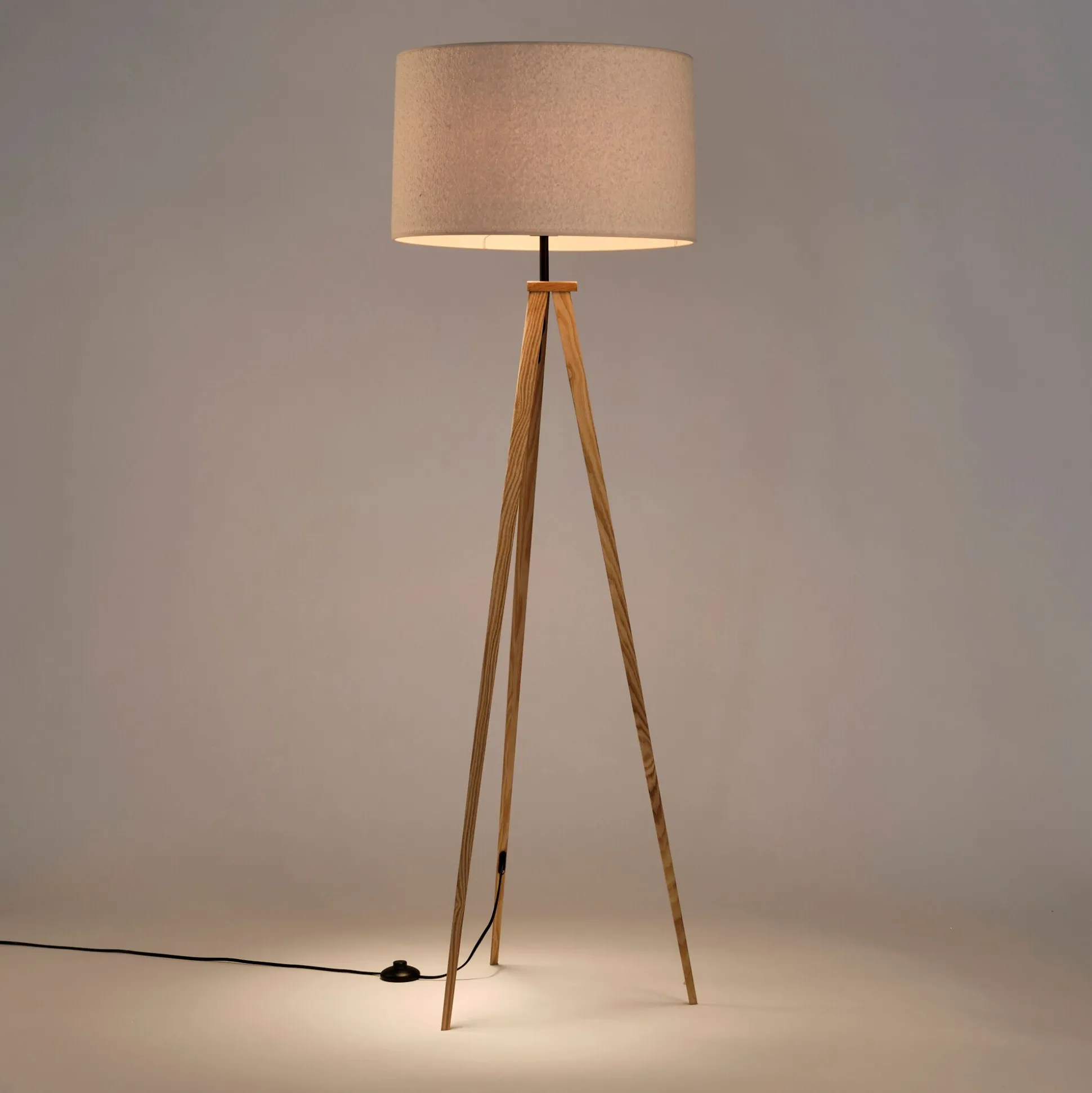 Abat-jour cylindrique en tissu bouclette D50cm - blanc