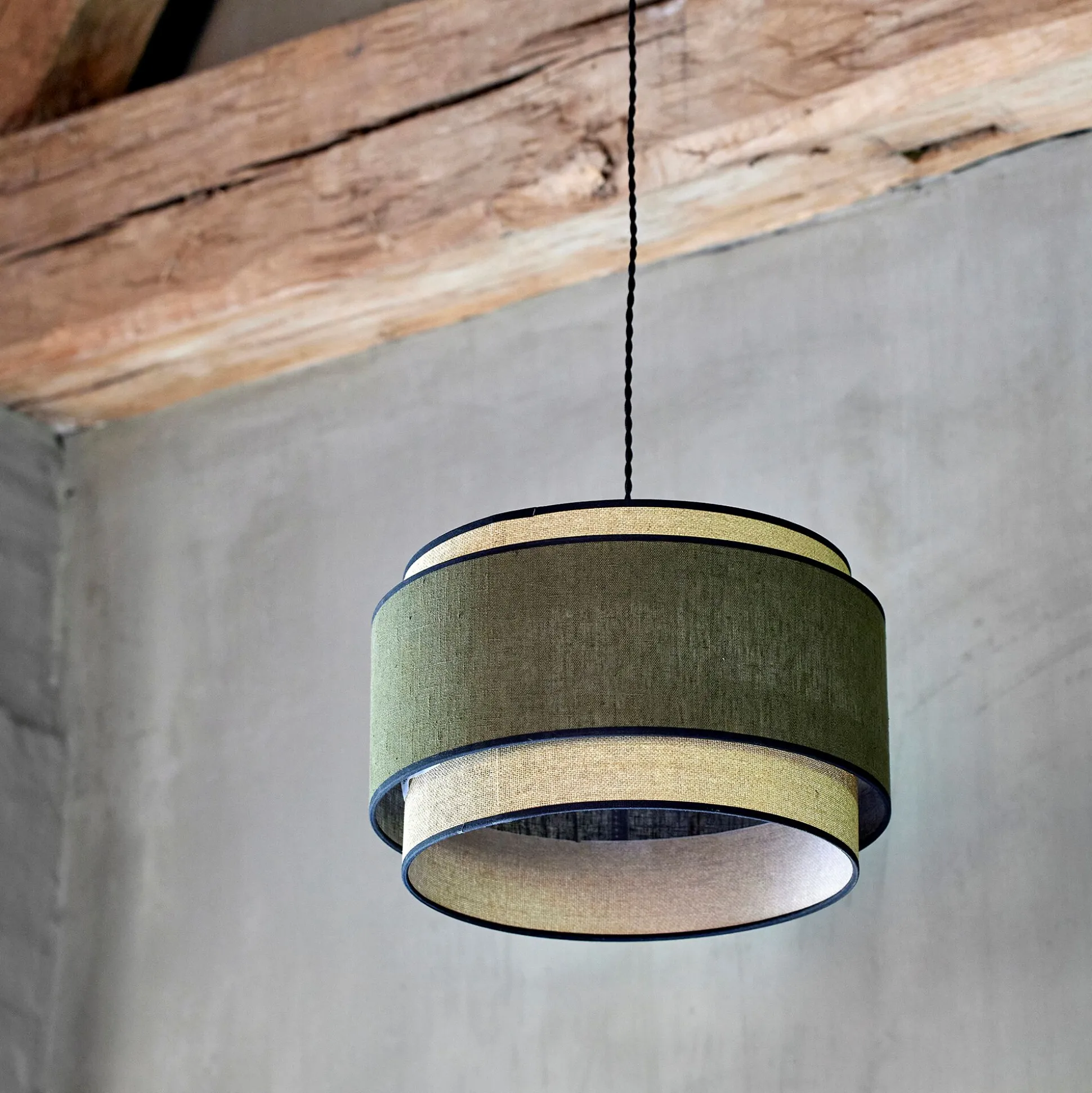 Abat-jour cylindrique en tissu D38cm - vert