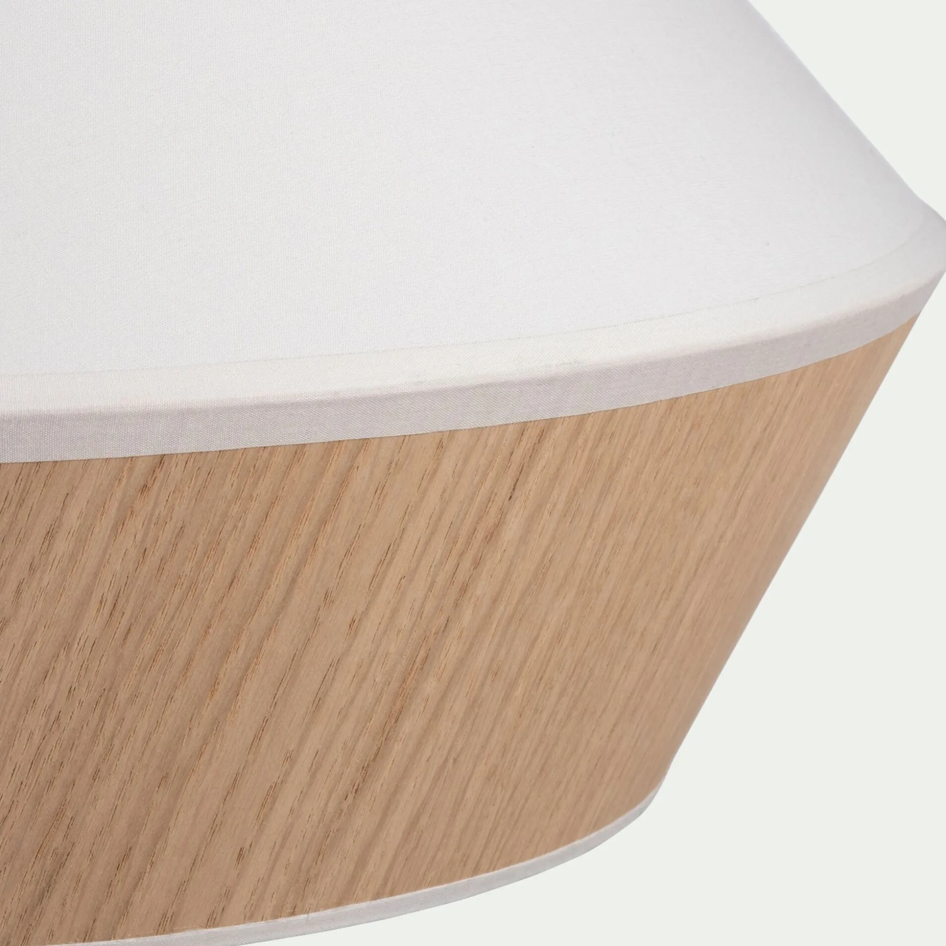 Abat-jour en chêne et tissu D40cm - blanc