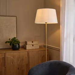 Abat-jour tambour en coton D45cm - blanc capelan