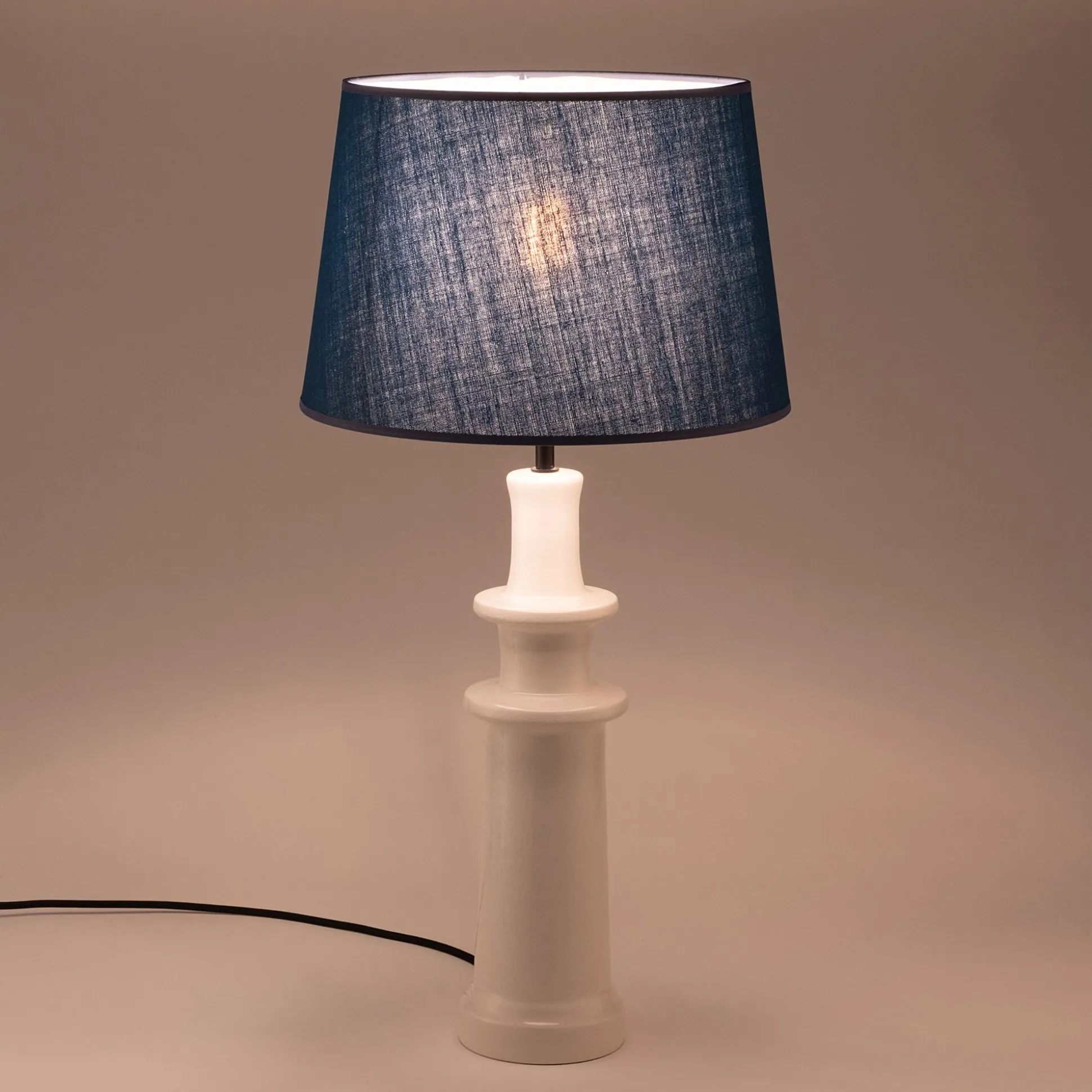 Abat-jour tambour en coton D33cm - bleu figuerolles