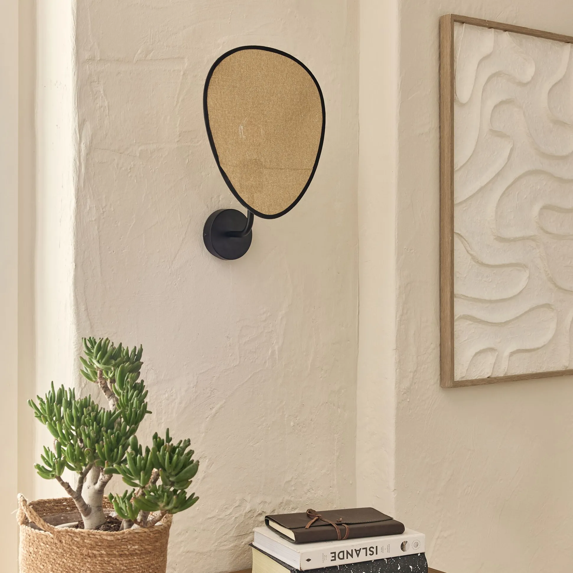 Applique électrifiée en papier tressé H39cm - naturel