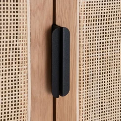 Armoire 2 portes battantes en bois et cannage H180cm - bois clair