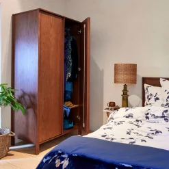 Armoire 2 portes battantes en chêne massif H192cm - bois foncé