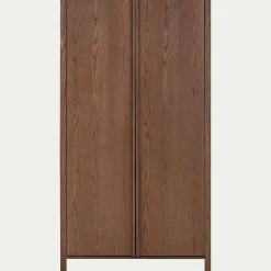 Armoire 2 portes battantes en chêne massif H192cm - bois foncé