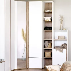 Armoire dressing avec 1 porte et 1 tiroir en bois effet chêne H235XL50cm - blanc