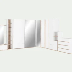 Armoire dressing avec 1 porte et 1 tiroir en bois effet chêne H235XL50cm - blanc