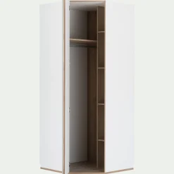 Armoire dressing d'angle avec 1 porte en bois effet chêne - blanc H235xL96cm