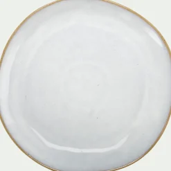 Assiette à dessert bicolore en grès recyclé D21,7cm - blanc