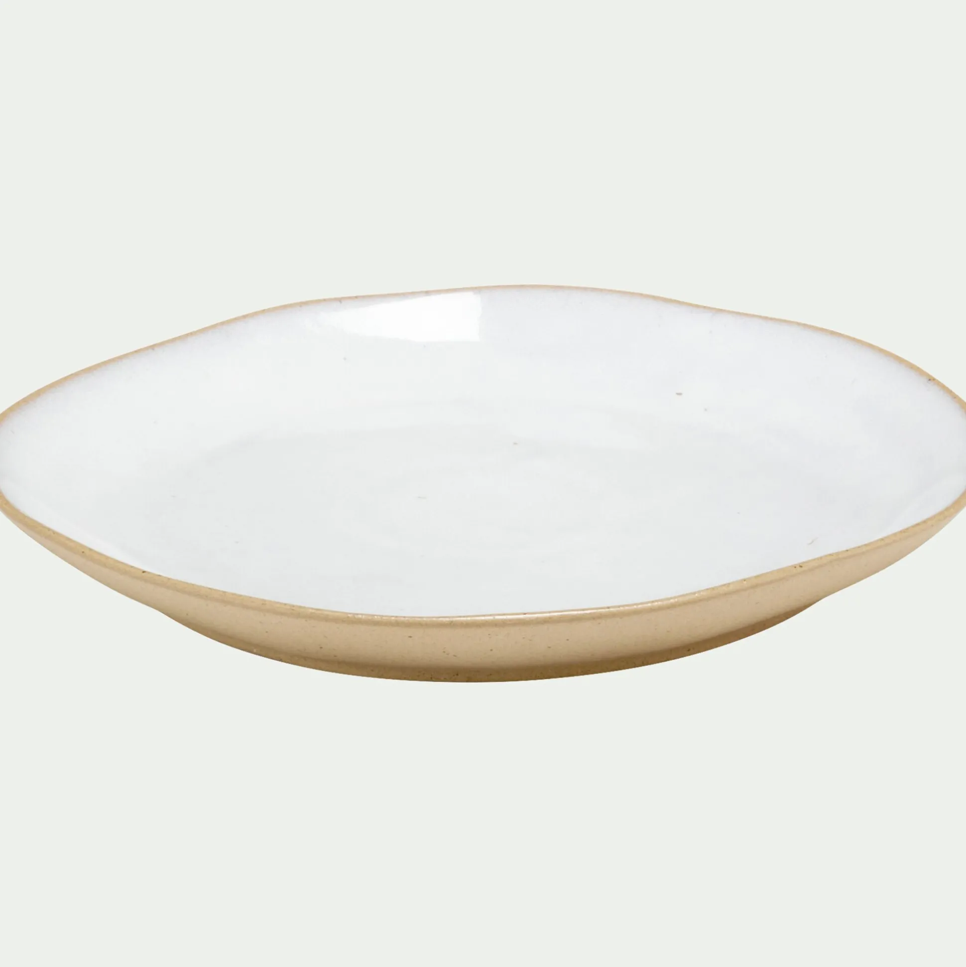 Assiette à dessert bicolore en grès recyclé D21,7cm - blanc