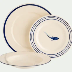Assiette à dessert en faïence avec motif D22cm - blanc