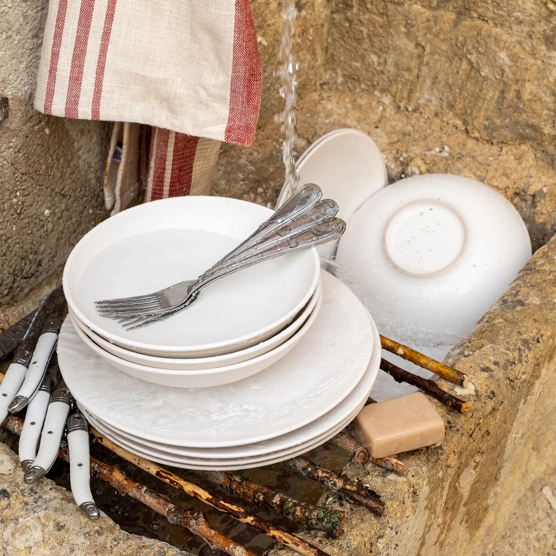 Assiette à dessert en faïence D20cm - blanc ventoux