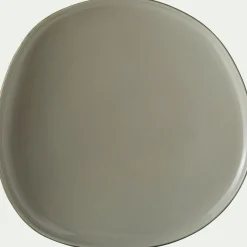 Assiette à dessert en grès D21cm - vert olivier