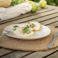 Assiette à dessert en grès D20,5cm - blanc ventoux