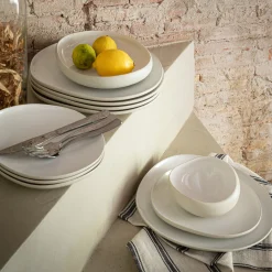 Assiette à dessert en grès D21cm - blanc ventoux