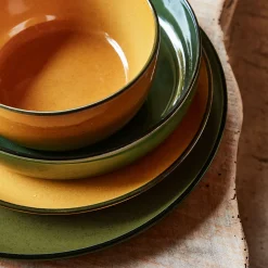 Assiette à dessert en grès D22,2cm - jaune