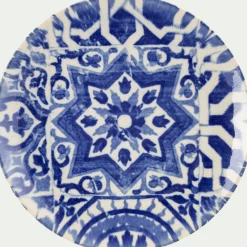 Assiette à dessert motif mandala en grès D21,6cm - bleu