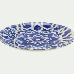Assiette à dessert motif mandala en grès D21,6cm - bleu