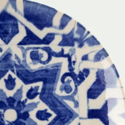 Assiette à dessert motif mandala en grès D21,6cm - bleu