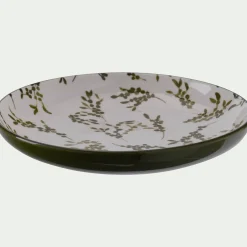 Assiette à dessert motif végétal en porcelaine D20cm - vert