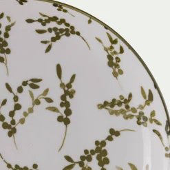 Assiette à dessert motif végétal en porcelaine D20cm - vert