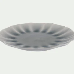 Assiette à dessert ondulée en grès D21cm - bleu
