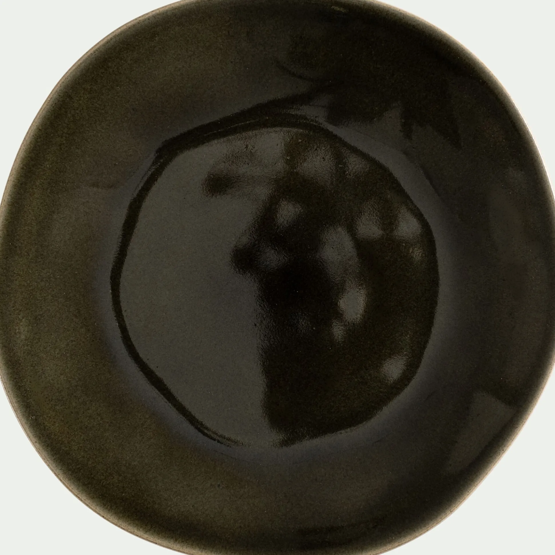 Assiette à dessert organique en grès D21cm - vert cèdre