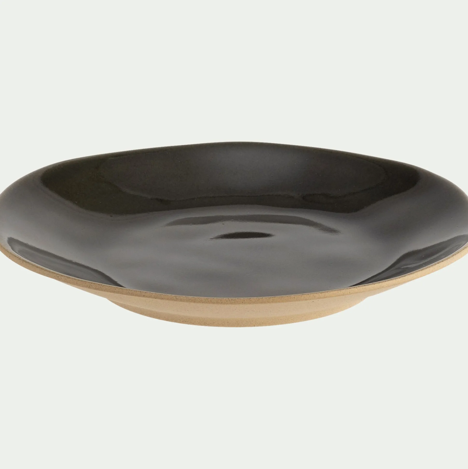 Assiette à dessert organique en grès D21cm - vert cèdre