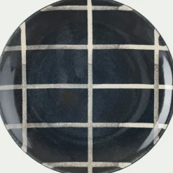 Assiette à dessert rayée en grès D21,6cm - noir