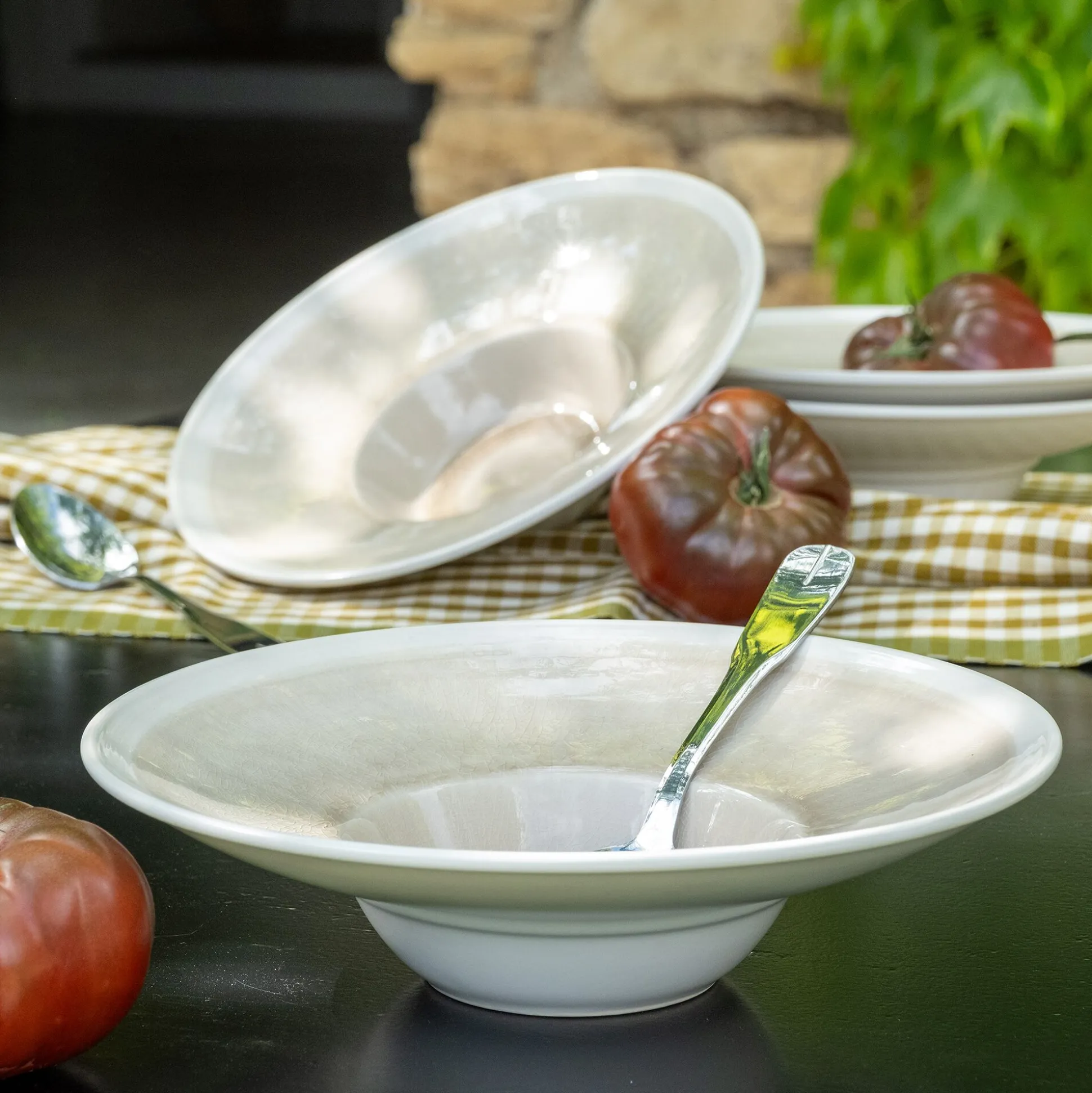 Assiette à risotto en grès D27cm - beige alpilles