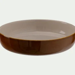 Assiette creuse en grès D20,6cm - brun laquier