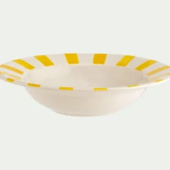 Assiette creuse en grès D23cm - jaune