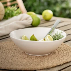 Assiette creuse en grès D19cm - blanc ventoux