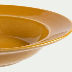 Assiette creuse en grès D23,5cm - jaune
