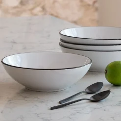 Assiette creuse en grès D18,5cm - blanc