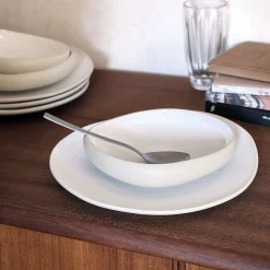 Assiette creuse en grès D20cm - blanc ventoux