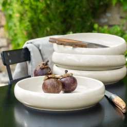 Assiette creuse en grès D22cm - beige sable