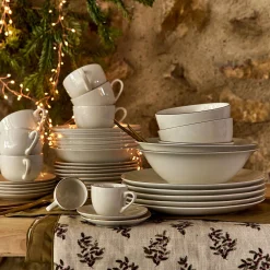 Assiette creuse en porcelaine avec liseré doré D20cm - blanc